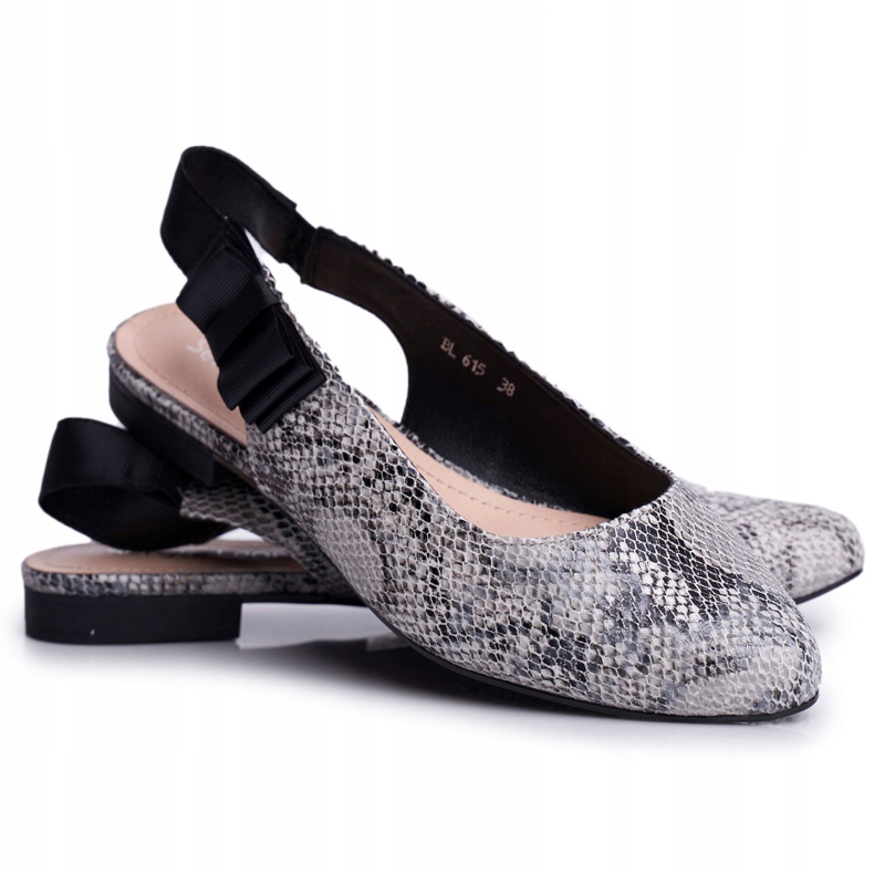 Dame Ballerinas Sergio Leone Grå Snake BL615 Lilon beige sort 5