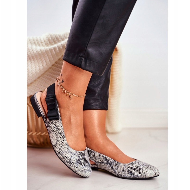 Dame Ballerinas Sergio Leone Grå Snake BL615 Lilon beige sort 1