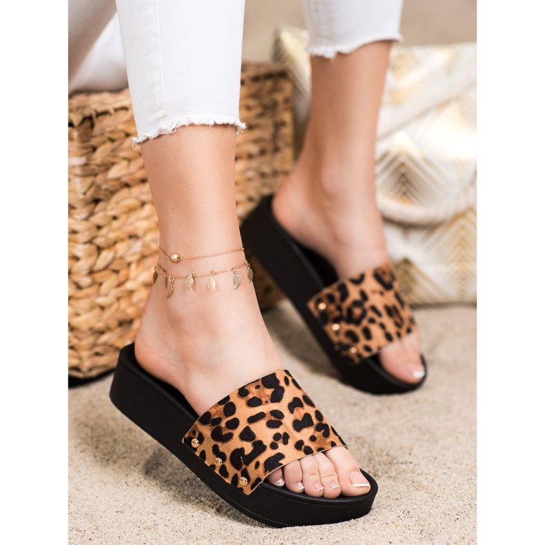 Bona Leopard Print Platform Hjemmesko brun 1