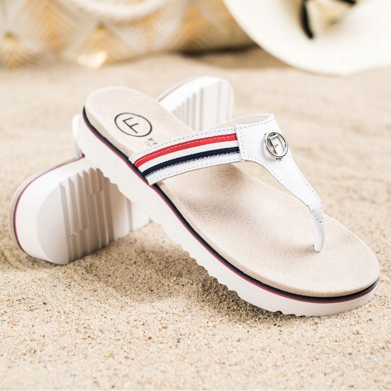 Filippo Flip Flops i læder hvid 1