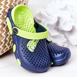 Skumtøfler til børn Kroks Navy Blue-Green Oliver blå grøn 2