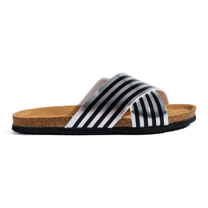 Bona Afslappede stribede flip-flops sort 1