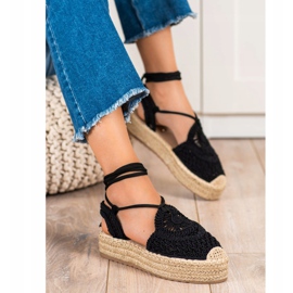 Seastar Bundet Espadrilles på platformen sort 1