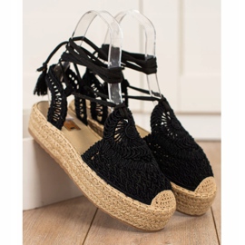 Seastar Bundet Espadrilles på platformen sort 2