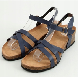 Sandaler med kilehæl i kork marineblå H072 Azul 1