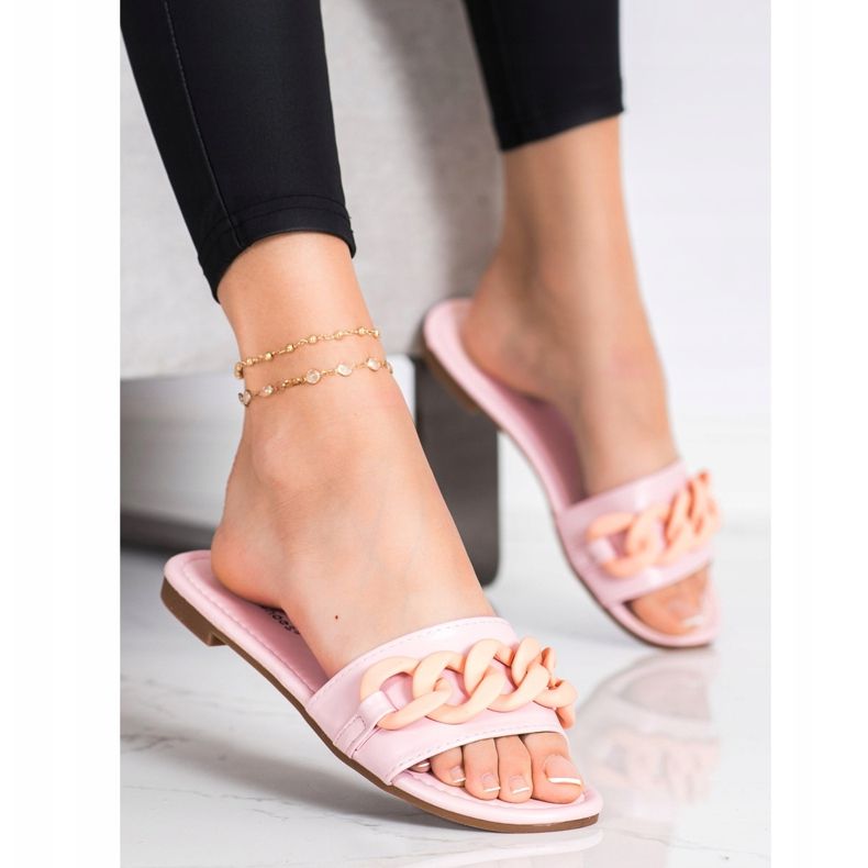 Ideal Shoes Moderigtige lyserøde hjemmesko 1
