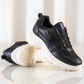 SHELOVET Sorte sneakers med mesh 1