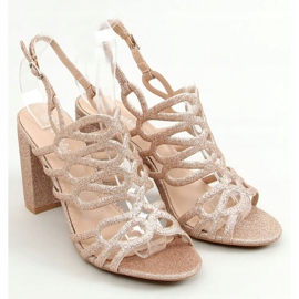 Champagne højhælede sandaler 5099 Champagne lyserød gylden 1