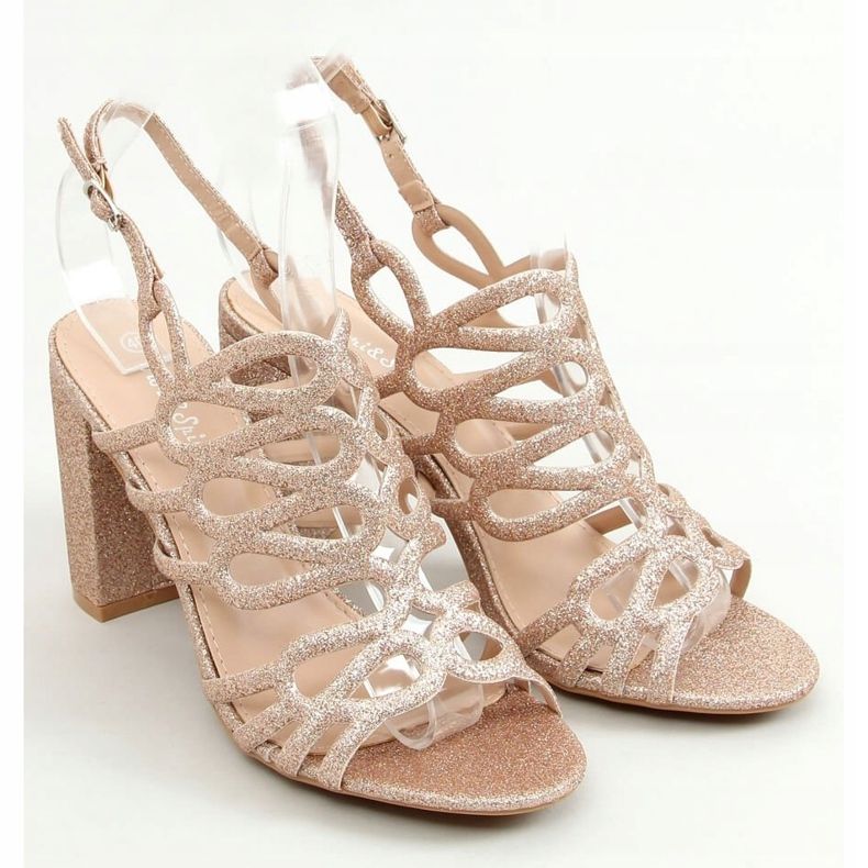 Champagne højhælede sandaler 5099 Champagne lyserød gylden 1