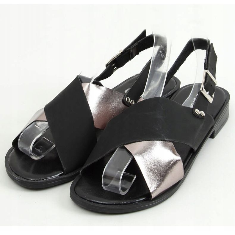 Sorte kvinders sandaler S060117 Sort sølv 1