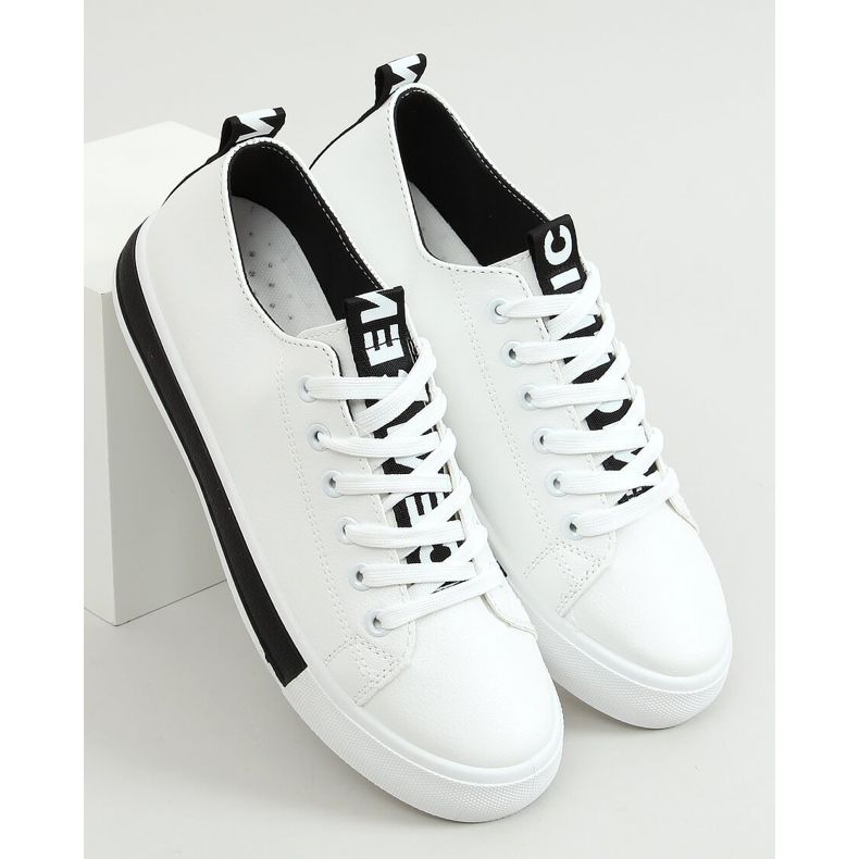 Kvinders sort / hvide sneakers LR2189 HVID / SORT 1
