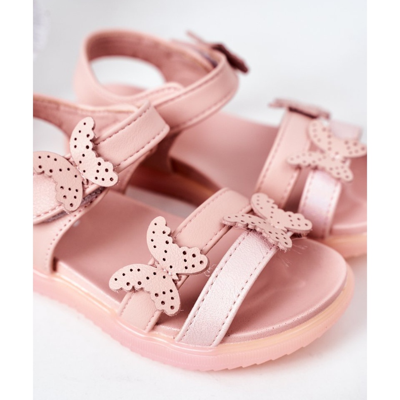 Apawwa Børnesandaler med sommerfugl Velcro Pink Malvika lyserød 1