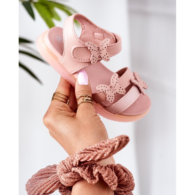 Apawwa Børnesandaler med sommerfugl Velcro Pink Malvika lyserød 2