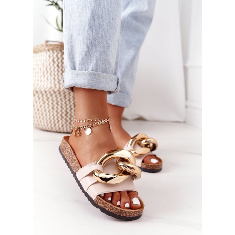 Beige flip -flops med en kæde Beige Last Dance 1