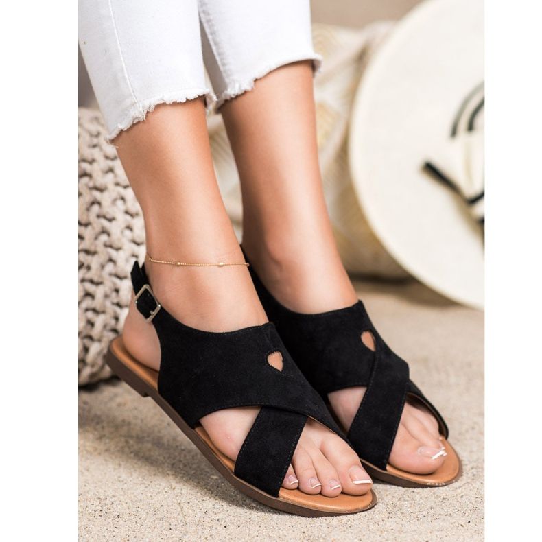 Sergio Leone Flade sorte sandaler 1
