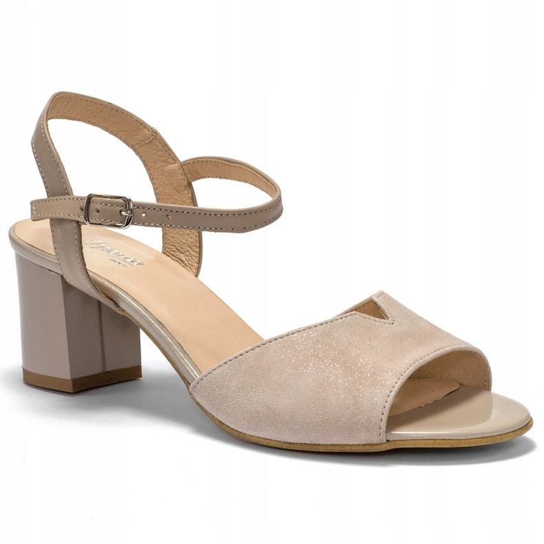 Marco Shoes Beige sandaler 0624P i interessant læder 1