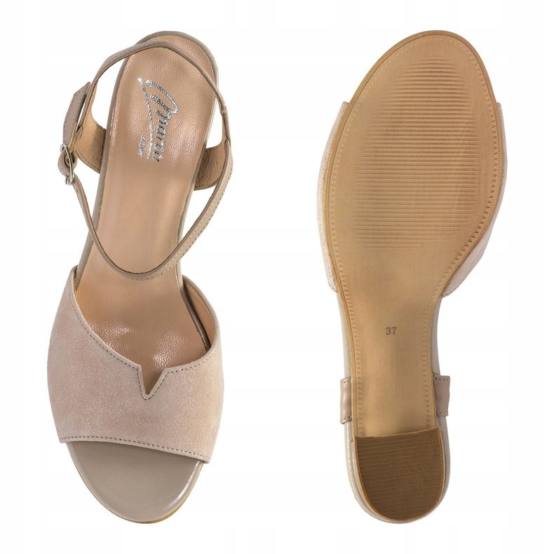 Marco Shoes Beige sandaler 0624P i interessant læder 2