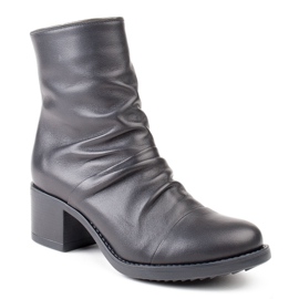 Marco Shoes Komfortable sorte læderstøvler med rynk 1