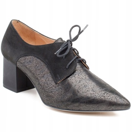 Marco Shoes Sorte snøresko 1248P lavet af ruskind med et mønster 1