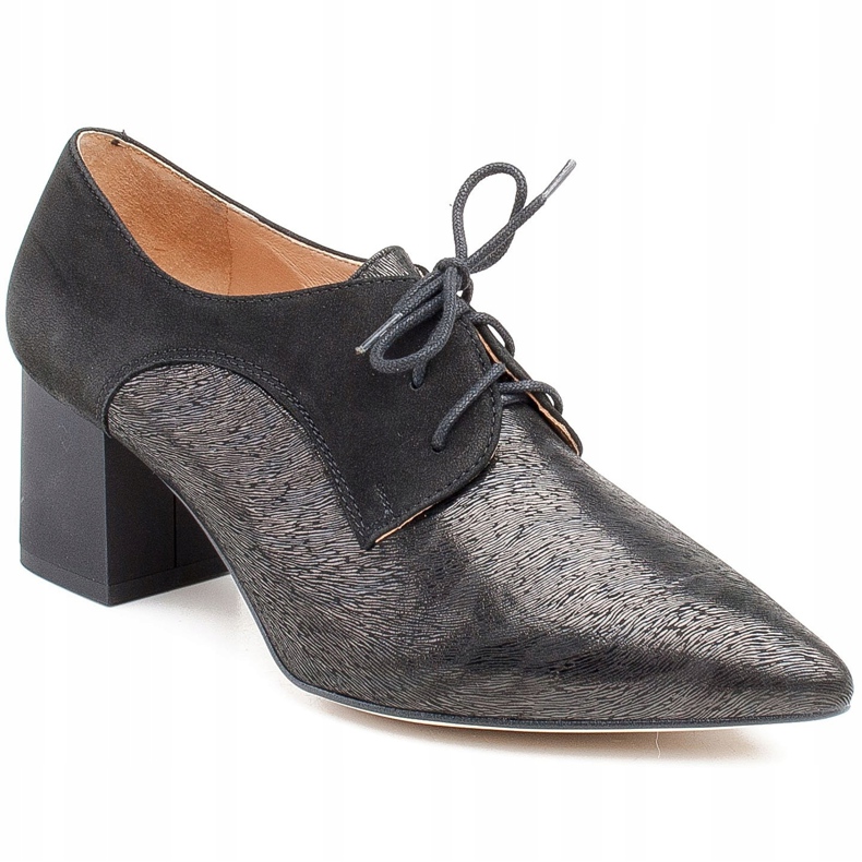 Marco Shoes Sorte snøresko 1248P lavet af ruskind med et mønster 1