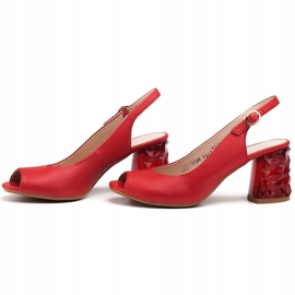 Marco Shoes Røde lædersandaler med en 3D -hæl 3