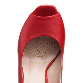 Marco Shoes Røde lædersandaler med en 3D -hæl 5