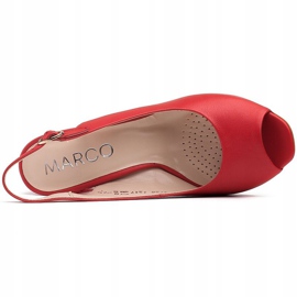Marco Shoes Røde lædersandaler med en 3D -hæl 6