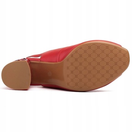 Marco Shoes Røde lædersandaler med en 3D -hæl 7