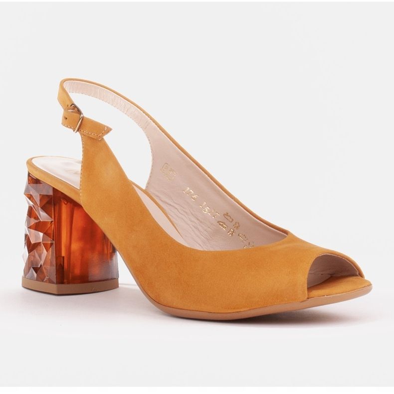 Marco Shoes Læder sandaler gule med en 3D 1517P hæl 1