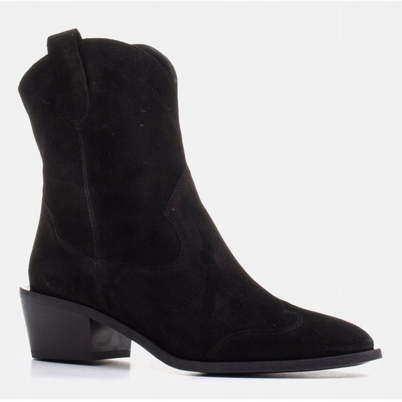 Marco Shoes Sorte cowboystøvler lavet af naturlig ruskind uden isolering 1
