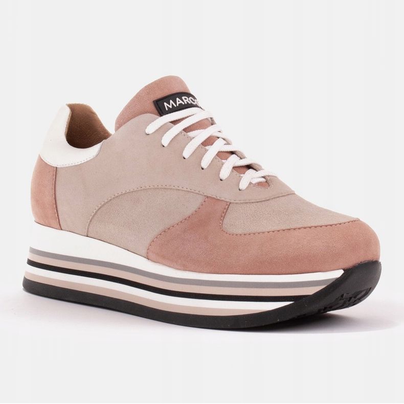 Marco Shoes Sneakers på en tyk sål i naturskind beige 1