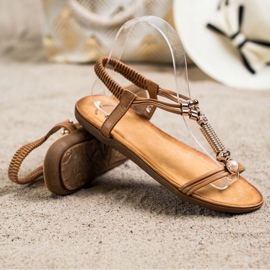 SHELOVET Elegante sandaler med elastik brun 1