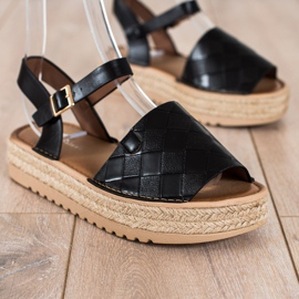 SHELOVET Espadrilles sandaler med Eco læder sort 1