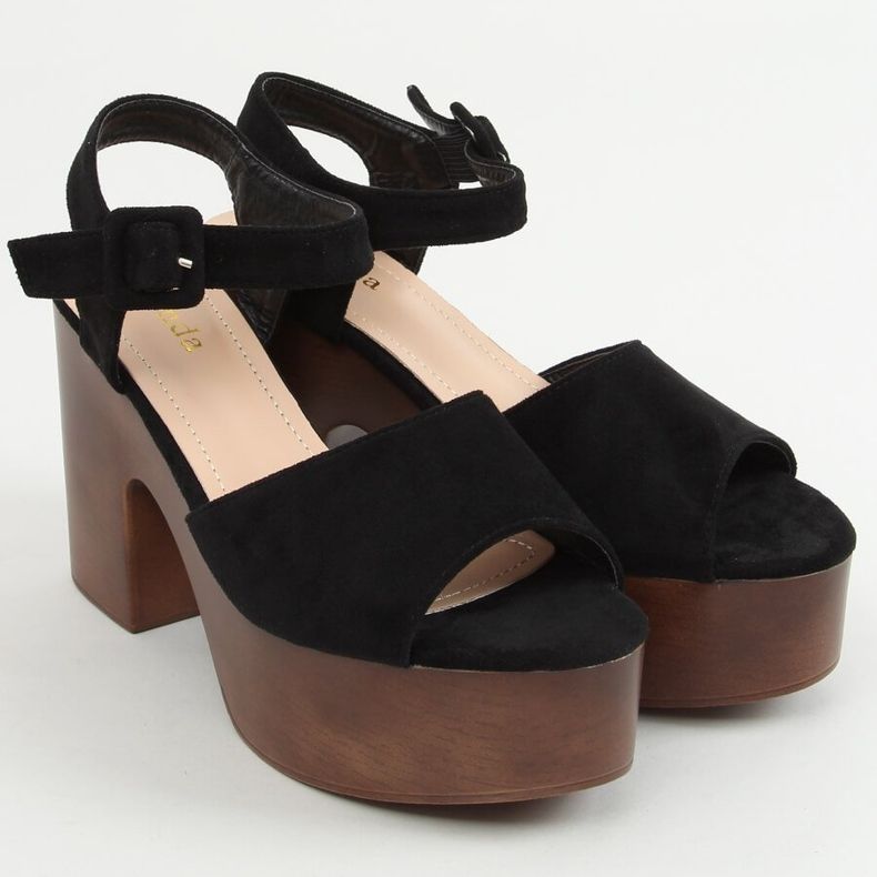 Sorte sandaler træsko F8201 Sort 1