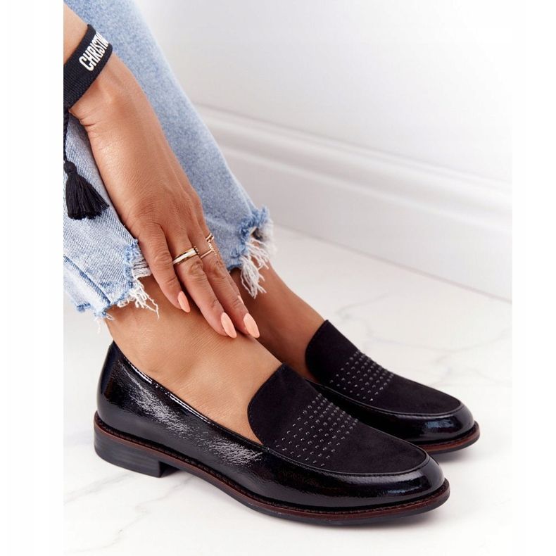 Kvinder lakerede loafers Sergio Leone PB254 Sort 2