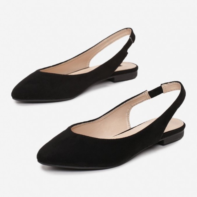 Suede Ballerinas I Spitz Black Daisy sort 1