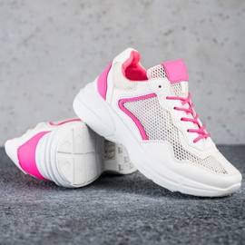 SHELOVET Sneakers med mesh hvid lyserød 1