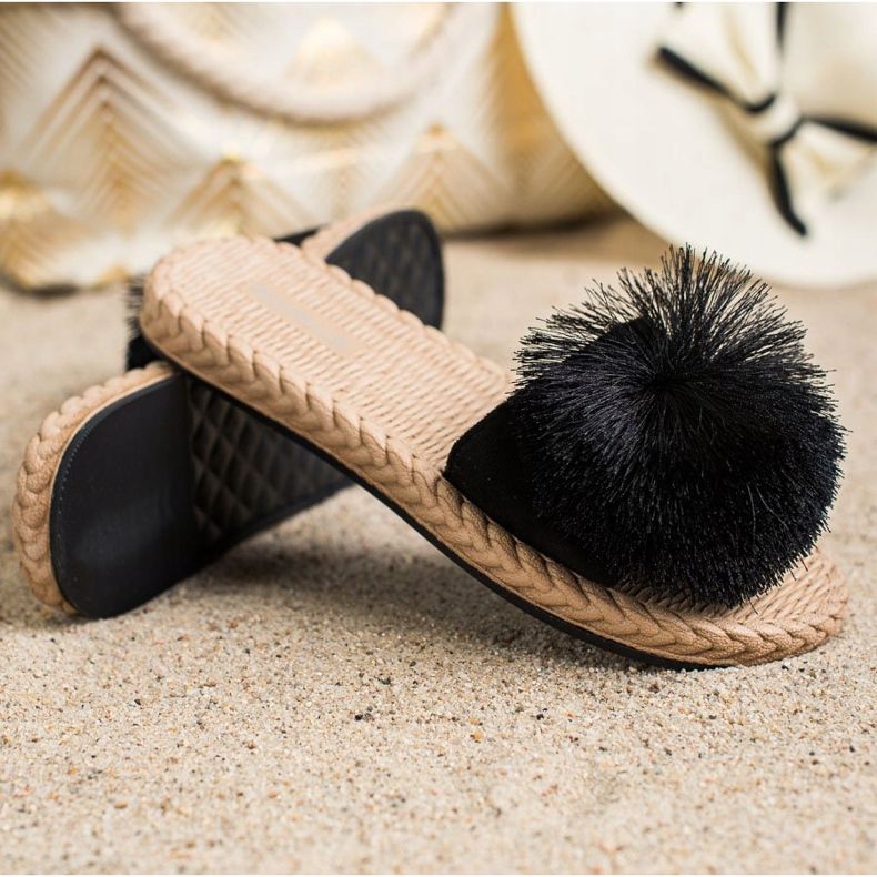 Bestelle Tøfler Med Pompom sort 1
