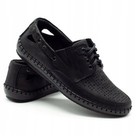 Polbut Sorte mænds openwork mocassin sko J69L 1