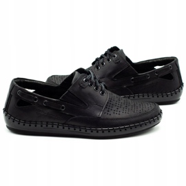 Polbut Sorte mænds openwork mocassin sko J69L 2