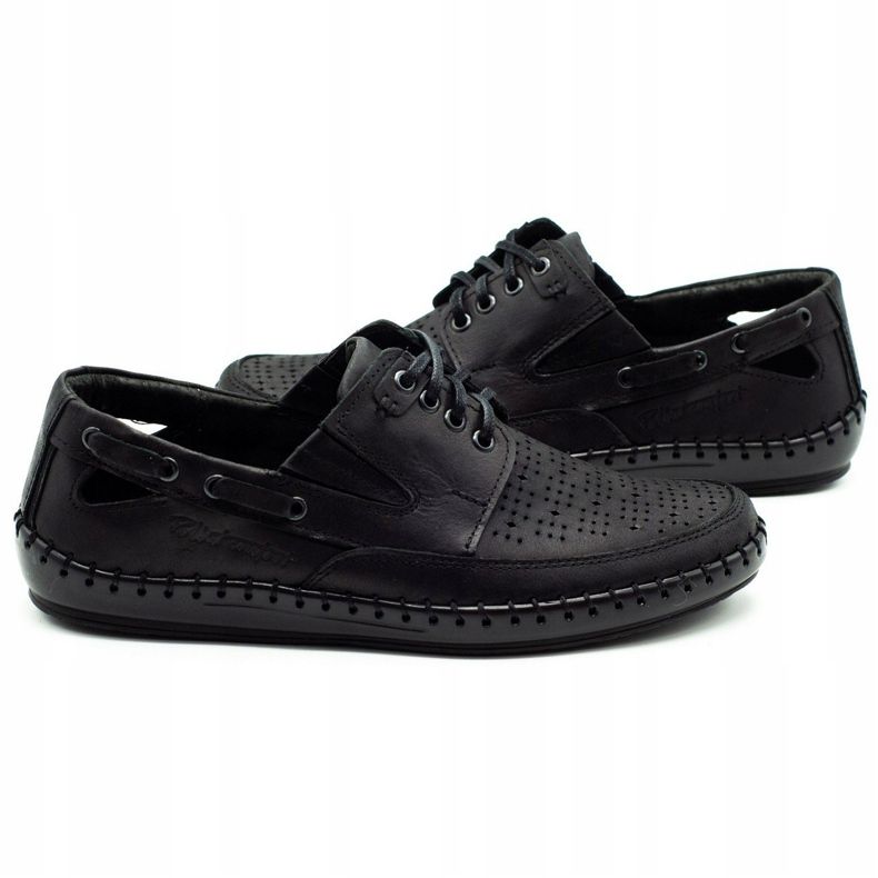 Polbut Sorte mænds openwork mocassin sko J69L 2