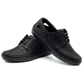 Polbut Sorte mænds openwork mocassin sko J69L 3