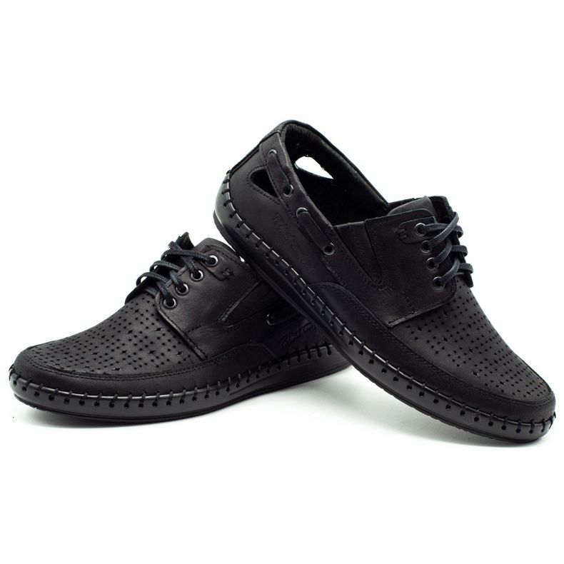 Polbut Sorte mænds openwork mocassin sko J69L 3