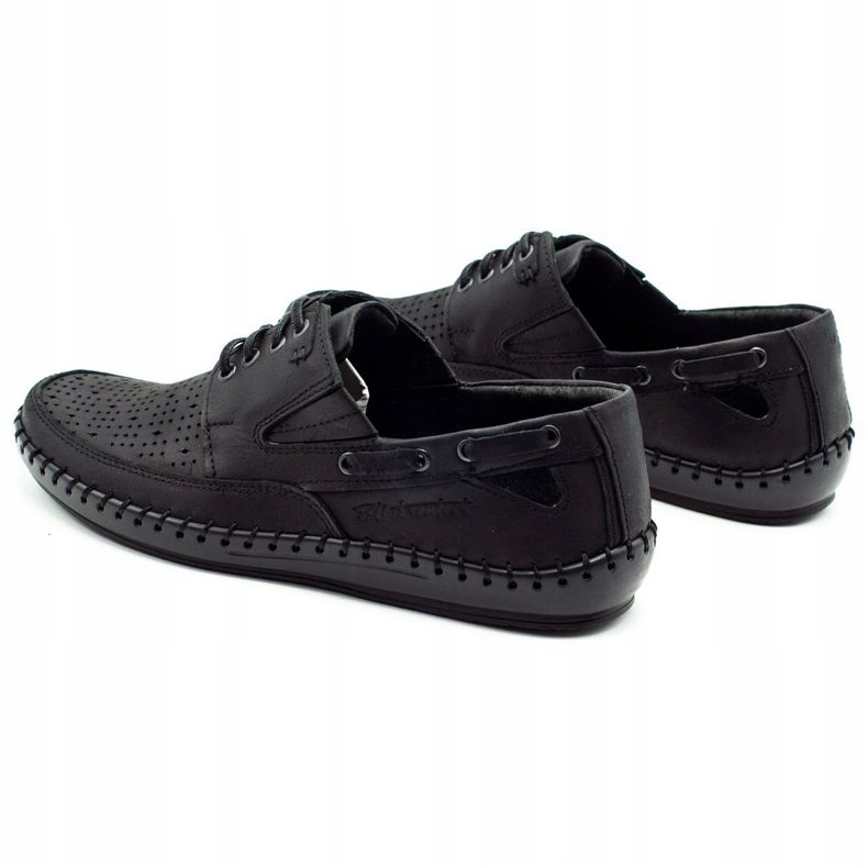 Polbut Sorte mænds openwork mocassin sko J69L 4