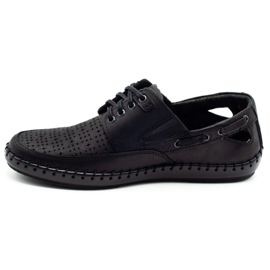 Polbut Sorte mænds openwork mocassin sko J69L 5