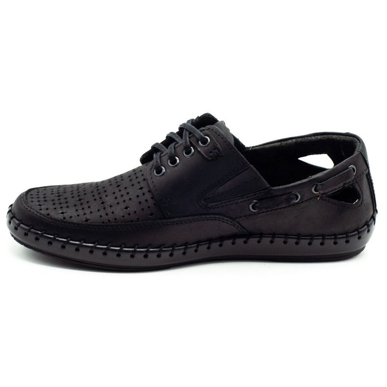 Polbut Sorte mænds openwork mocassin sko J69L 5