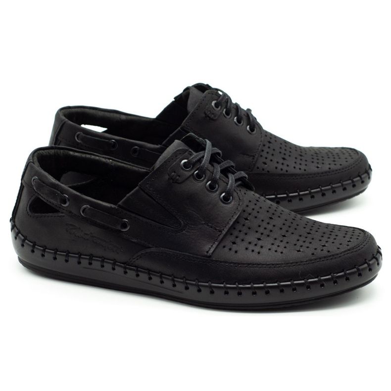 Polbut Sorte mænds openwork mocassin sko J69L 6