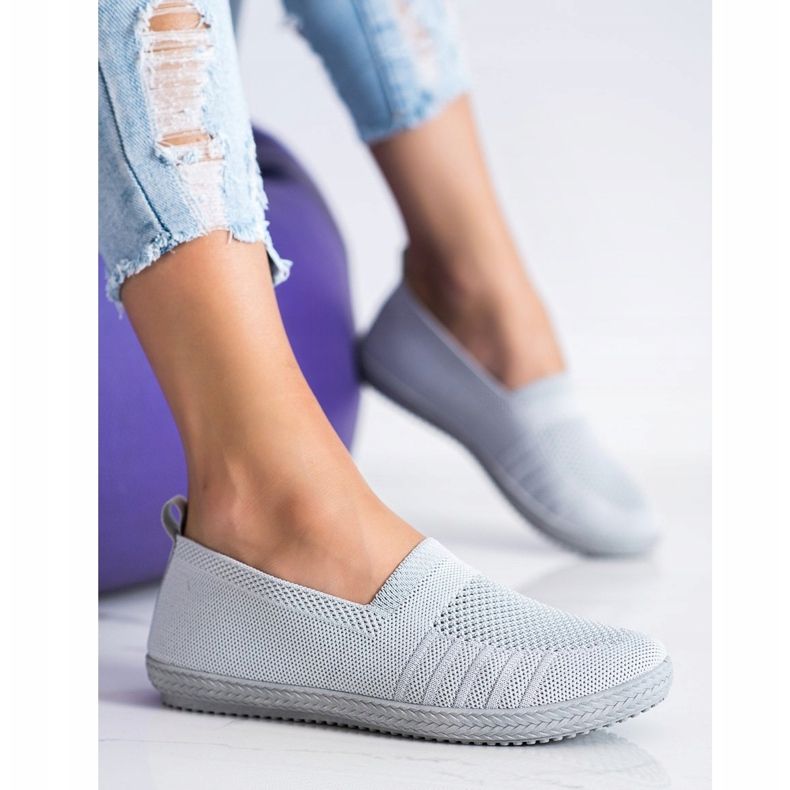 SHELOVET Openwork Slipons grå 2