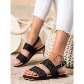 Mannika Sorte flettede sandaler 1