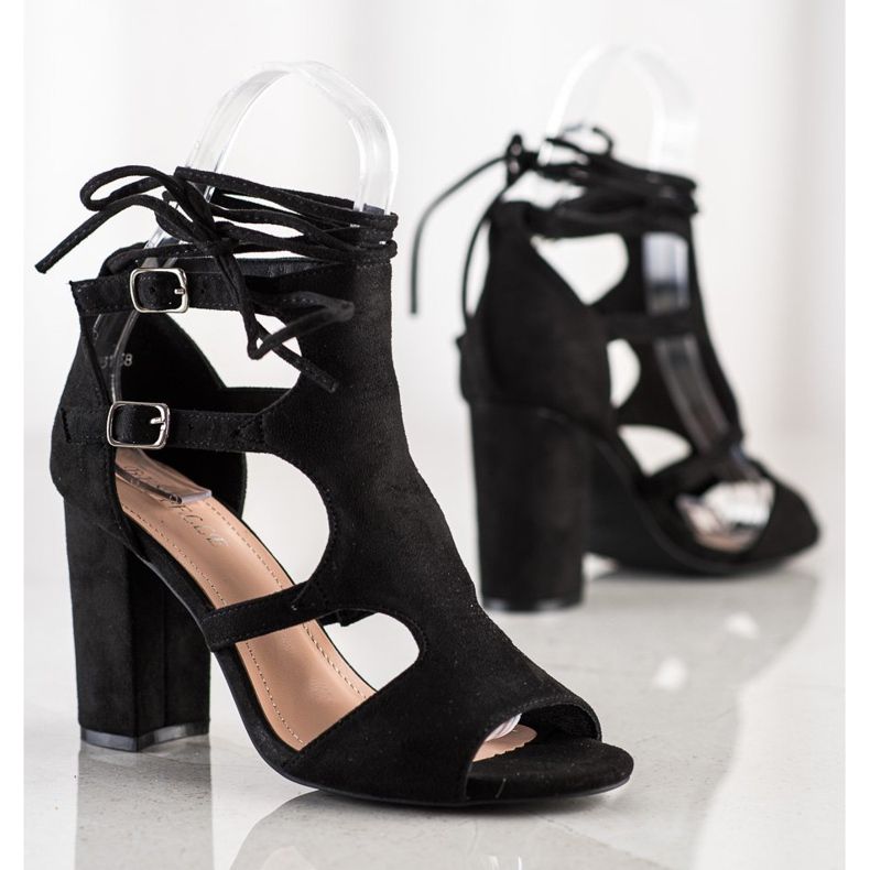 Bestelle Byggede sandaler med binding sort 1
